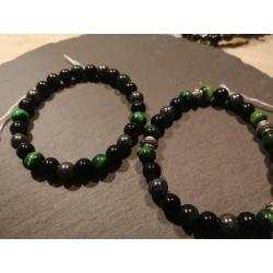 bracelet triple pretection oeil tigre vert